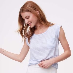 LOFT Stripe Cap Sleeve Pocket Tee